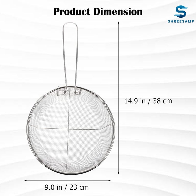SHREESAMP Fry Basket Round Wire Deep Handles Pasta Spaghetti Mesh French Chip Fries Chicken Basket with Folding Handle for Kitchen Stainless Steel Serving Food Skimmer Strainer - Image 2
