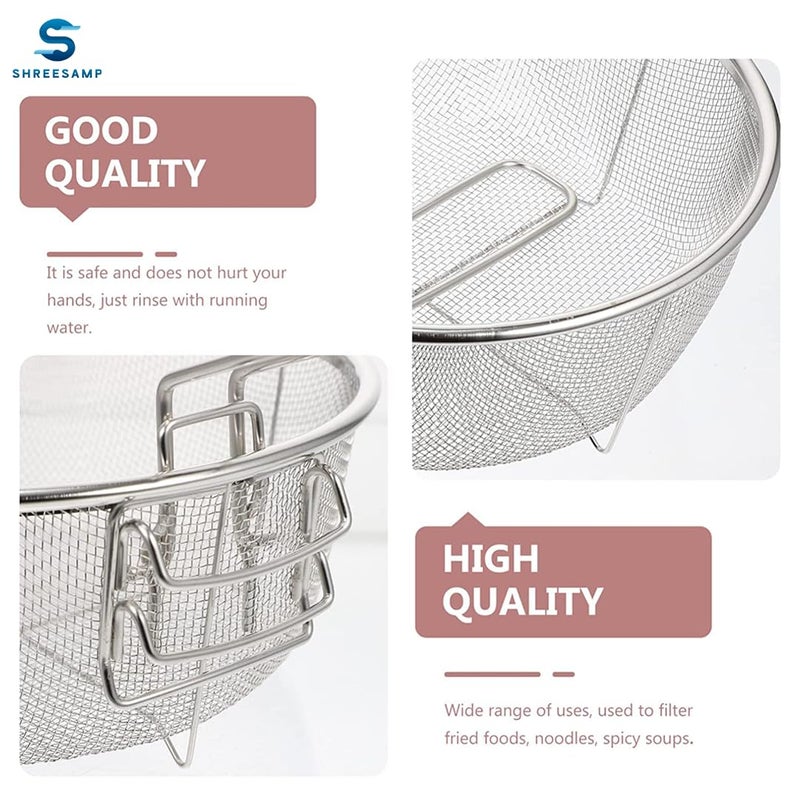 SHREESAMP Fry Basket Round Wire Deep Handles Pasta Spaghetti Mesh French Chip Fries Chicken Basket with Folding Handle for Kitchen Stainless Steel Serving Food Skimmer Strainer - Image 4