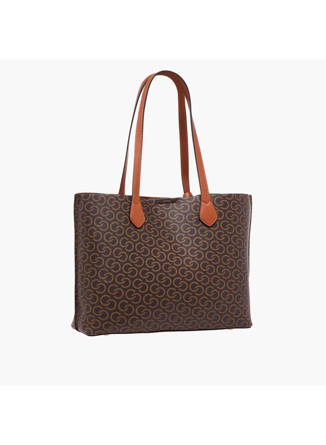 Celeste Women Monogram Print Tote Bag with Pouch and Zip Closure