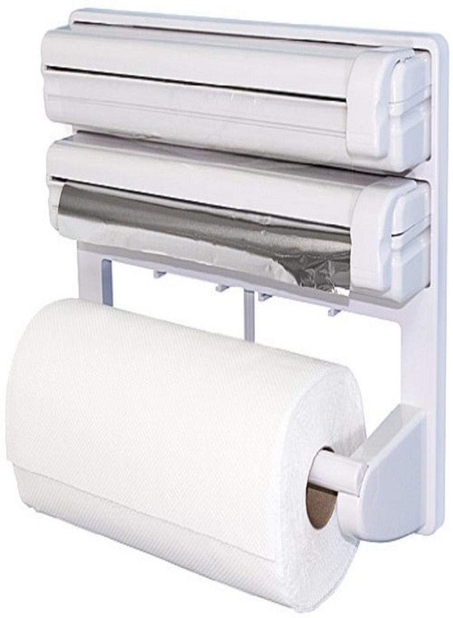 FosCadit Multipurpose Use Kitchen Wall Mounted Paper Towel Holder Cling Triple Roll Dispenser & Holder for Tissue Paper Roll, Aluminum Foil - Image 4