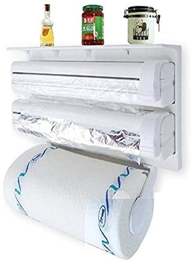 FosCadit Multipurpose Use Kitchen Wall Mounted Paper Towel Holder Cling Triple Roll Dispenser & Holder for Tissue Paper Roll, Aluminum Foil - Image 2
