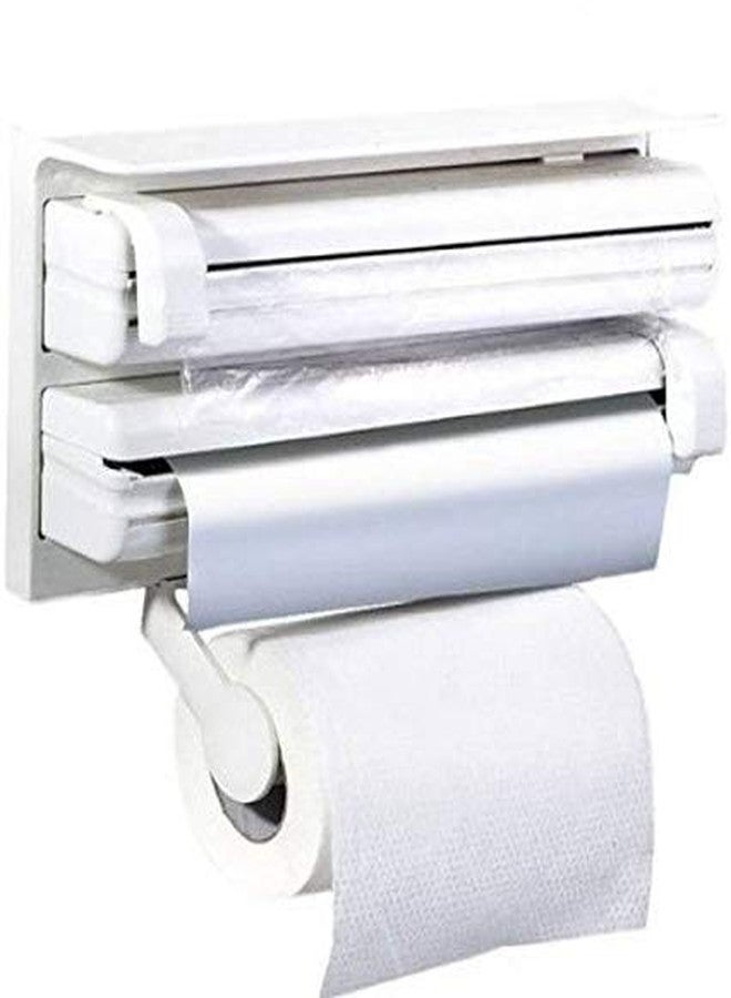 FosCadit Multipurpose Use Kitchen Wall Mounted Paper Towel Holder Cling Triple Roll Dispenser & Holder for Tissue Paper Roll, Aluminum Foil - Image 3