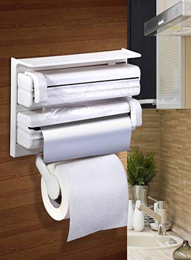FosCadit Multipurpose Use Kitchen Wall Mounted Paper Towel Holder Cling Triple Roll Dispenser & Holder for Tissue Paper Roll, Aluminum Foil - Image 1