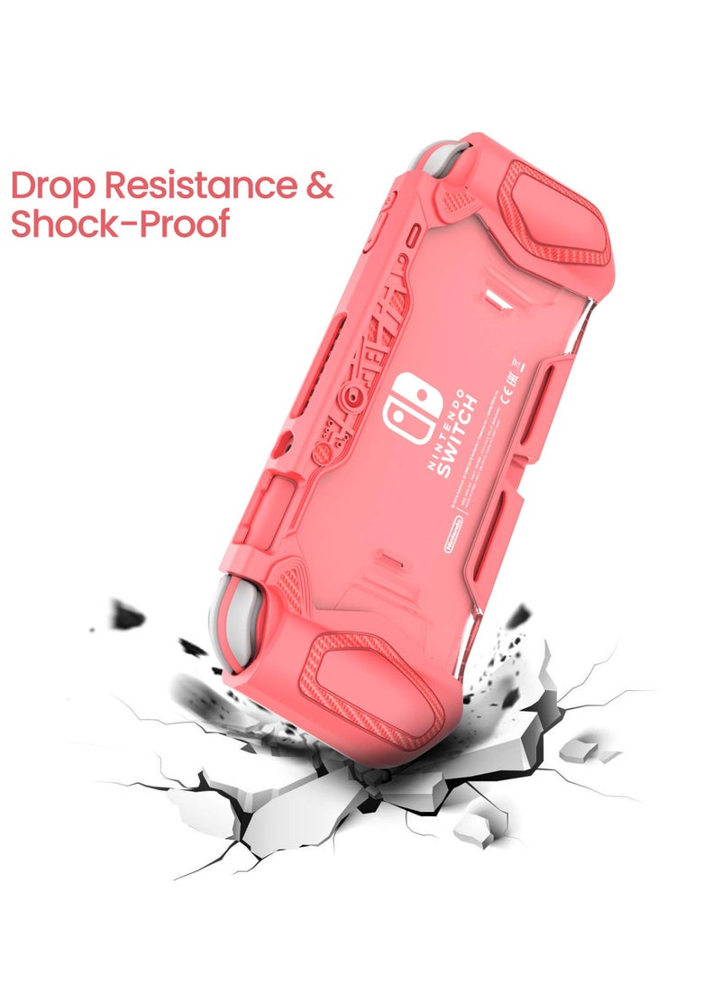 SYOSI Smart Switch Lite Protective Case for Nintendo, Daily Gift Ergonomic Sturdy Full Protection Gift Idea Thumb Grip Caps Coral - Image 3