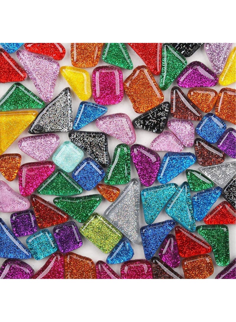 SYOSI Mixed Color Irregular Crystal Mosaic Tiles, Shine Crystal Stained Glass Assorted Shapes Mosaic Tile for Craft Bathroom Kitchen Home Decoration, DIY Art Projects (Mix Color Series, 200g) - Image 1