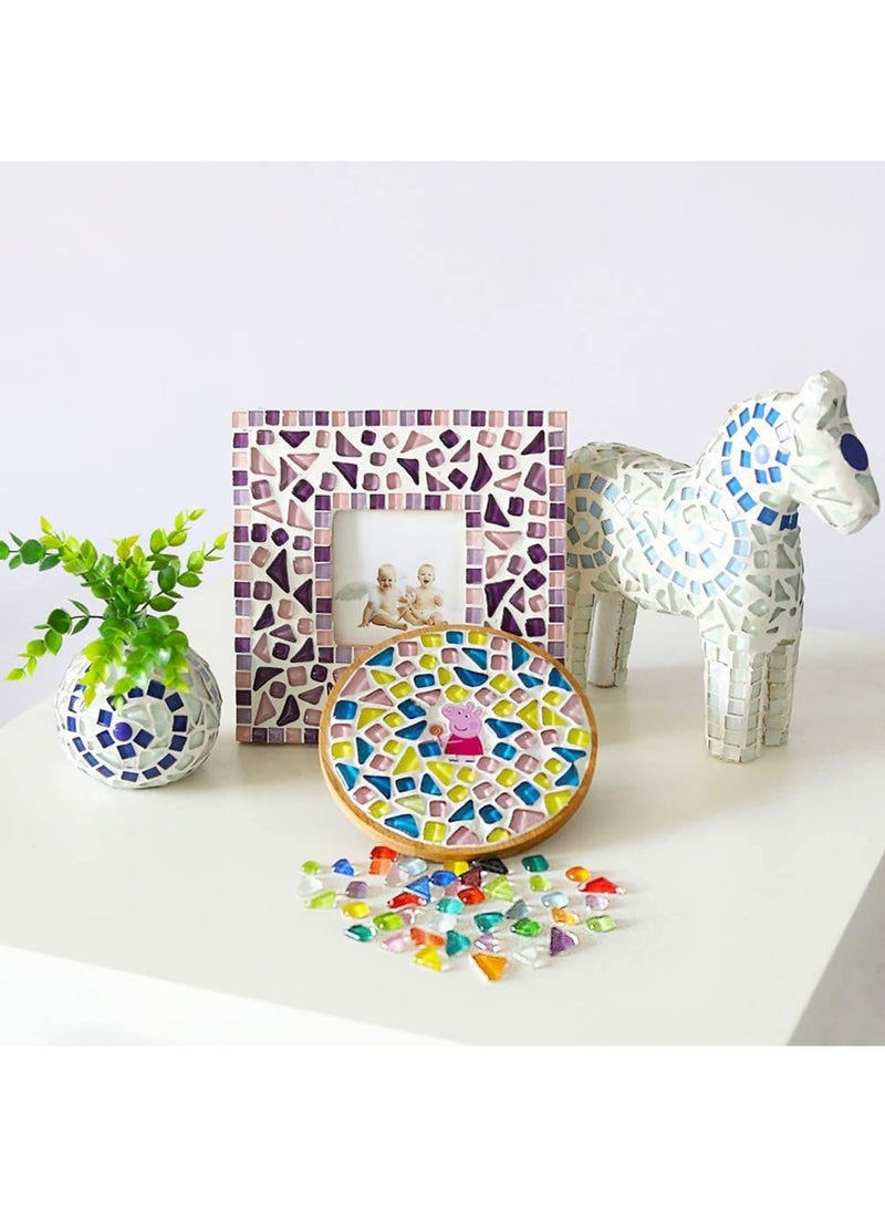 SYOSI Mixed Color Irregular Crystal Mosaic Tiles, Shine Crystal Stained Glass Assorted Shapes Mosaic Tile for Craft Bathroom Kitchen Home Decoration, DIY Art Projects (Mix Color Series, 200g) - Image 3