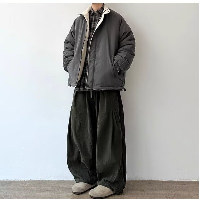Japanese-style Functional Paratrooper Casual Pants for Men and Women College Style Retro All-match Loose Straight Leg Wide-leg Pants Workwear Pants Green - Image 1