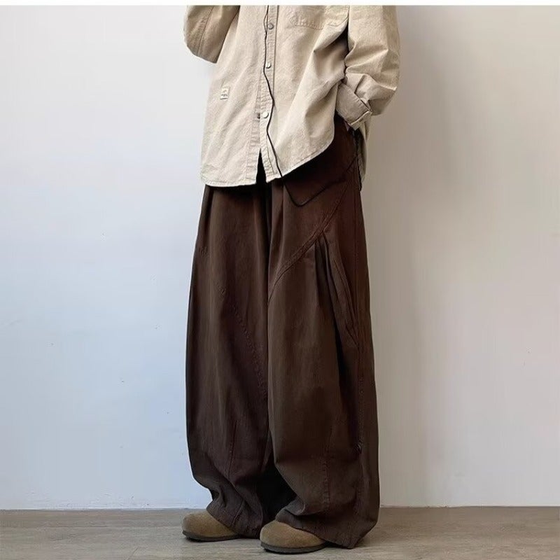 Japanese-style Functional Paratrooper Casual Pants for Men and Women College Style Retro All-match Loose Straight Leg Wide-leg Pants Workwear Pants Green - Image 2
