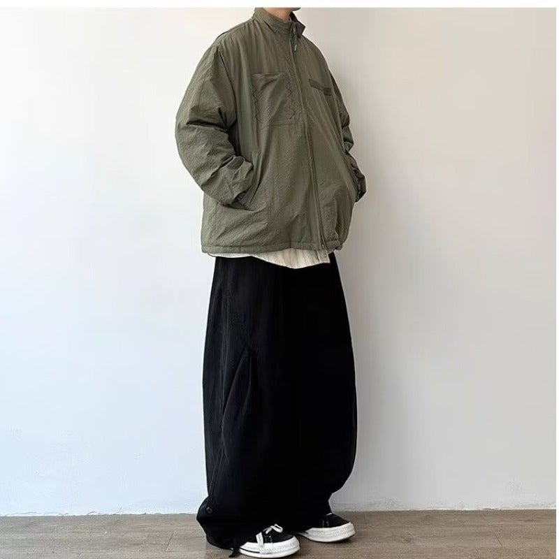 Japanese-style Functional Paratrooper Casual Pants for Men and Women College Style Retro All-match Loose Straight Leg Wide-leg Pants Workwear Pants Green - Image 3