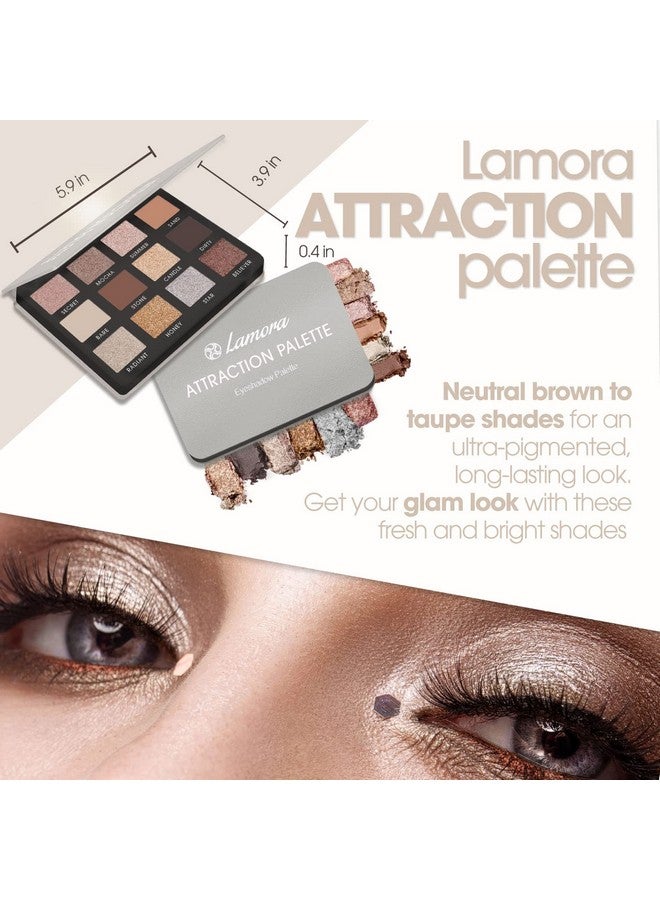 Lamora Smokey Eye Neutral Eyeshadow Palette 12 Highly Pigmented Cool Toned Shimmer Matte Colors For Professional Everyday Nude Looks Travel Size Eye Shadow Makeup Palette With Mirror - Image 3