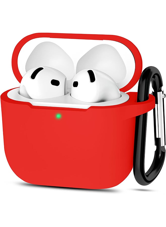 O Ozone For AirPods 4 Silicone Case Cover (2024) ,Full Body Protective Shock-Resistant Silicone Case Cover With Carabiner For Men & Women - Red  - Image 1