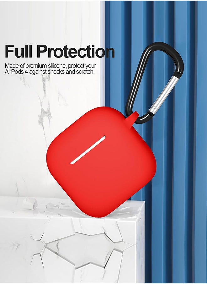 O Ozone For AirPods 4 Silicone Case Cover (2024) ,Full Body Protective Shock-Resistant Silicone Case Cover With Carabiner For Men & Women - Red  - Image 3