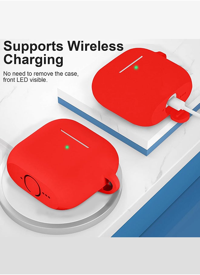 O Ozone For AirPods 4 Silicone Case Cover (2024) ,Full Body Protective Shock-Resistant Silicone Case Cover With Carabiner For Men & Women - Red  - Image 4