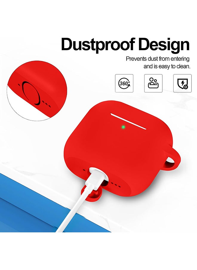 O Ozone For AirPods 4 Silicone Case Cover (2024) ,Full Body Protective Shock-Resistant Silicone Case Cover With Carabiner For Men & Women - Red  - Image 5