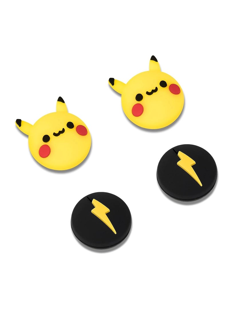 Thumb Grip Caps Compatible with Switch & Lite & OLED, Cute Joystick Caps Soft Silicone Protective Stick Cover 3D Analog 4PCS Grip Buttons for Joy Con Console Controller - Pikachu and Flash - Image 1