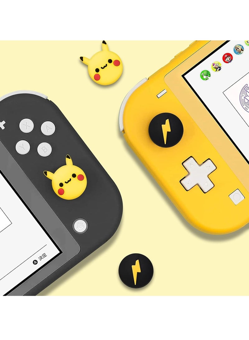 Thumb Grip Caps Compatible with Switch & Lite & OLED, Cute Joystick Caps Soft Silicone Protective Stick Cover 3D Analog 4PCS Grip Buttons for Joy Con Console Controller - Pikachu and Flash - Image 2