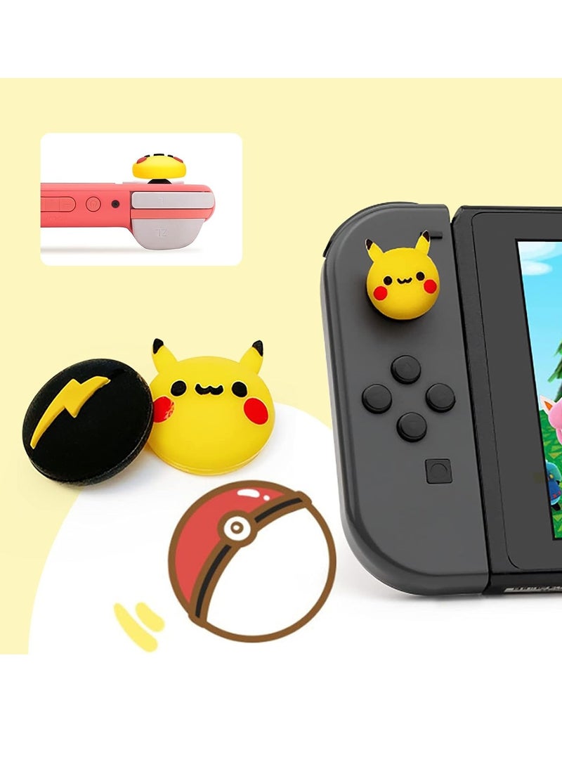 Thumb Grip Caps Compatible with Switch & Lite & OLED, Cute Joystick Caps Soft Silicone Protective Stick Cover 3D Analog 4PCS Grip Buttons for Joy Con Console Controller - Pikachu and Flash - Image 3