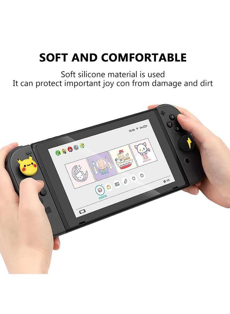 Thumb Grip Caps Compatible with Switch & Lite & OLED, Cute Joystick Caps Soft Silicone Protective Stick Cover 3D Analog 4PCS Grip Buttons for Joy Con Console Controller - Pikachu and Flash - Image 4