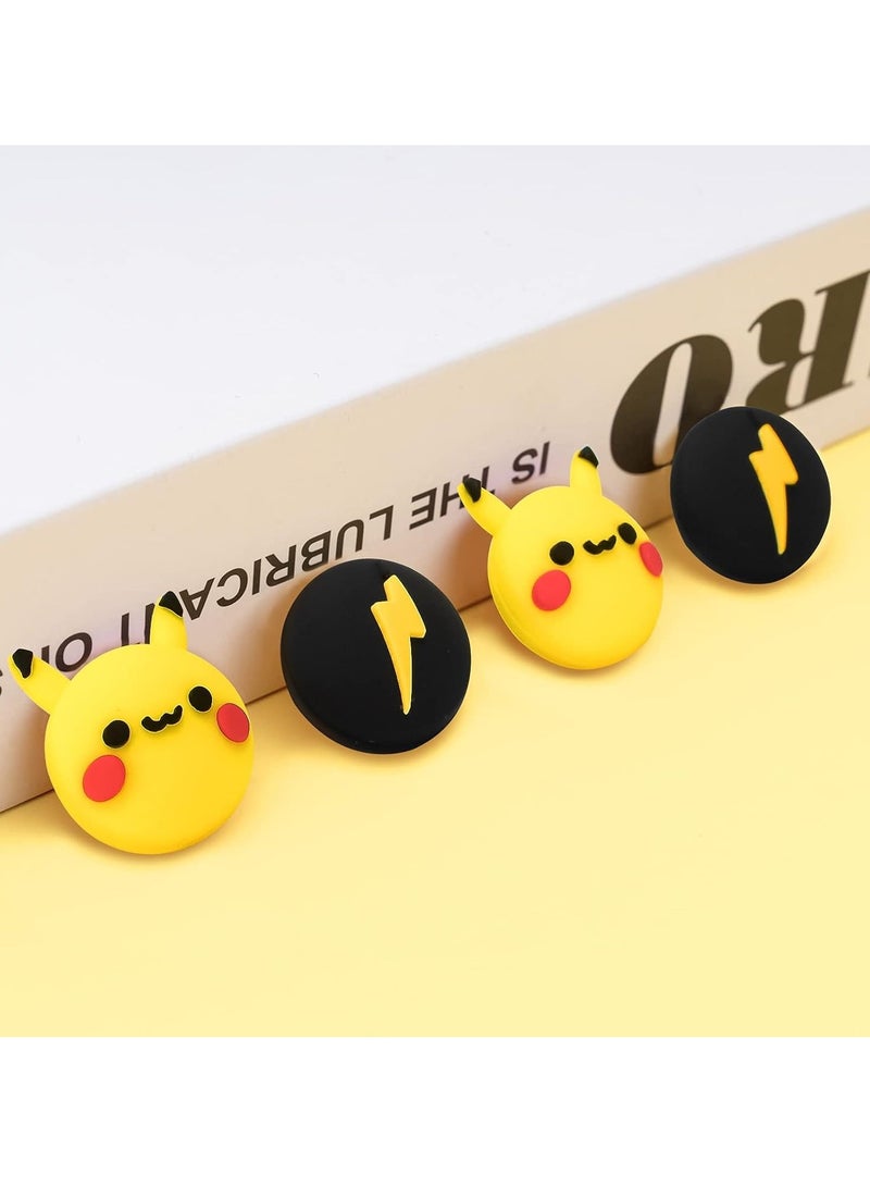Thumb Grip Caps Compatible with Switch & Lite & OLED, Cute Joystick Caps Soft Silicone Protective Stick Cover 3D Analog 4PCS Grip Buttons for Joy Con Console Controller - Pikachu and Flash - Image 5