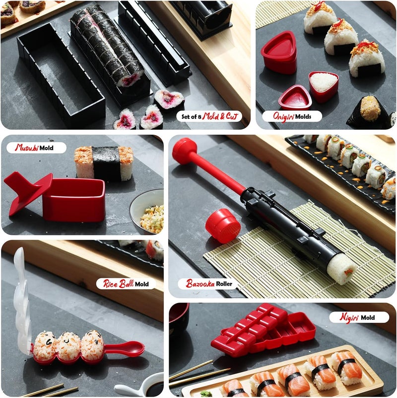 CraftZee All-Inclusive 𝗣𝗥𝗘𝗠𝗜𝗨𝗠 Sushi Making Kit for Beginners & Professionals - Sushi Maker with Rice Cooker, Reusable Chopsticks, Bazooka, Sushi Roller, Book - Sushi Kit for Family BPA-Free - Image 4