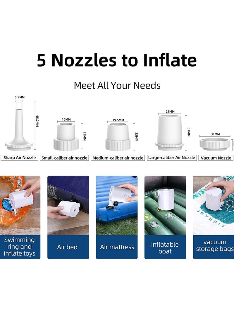 إسكدنيا مضخة هواء محمولة، مضخة هواء قابلة لإعادة الشحن مع USB، نفخ سريع وتفريغ للفراش الهوائي، ألعاب حمام السباحة، العوامات، حلقات السباحة، سرير هوائي، أكياس تخزين مفرغة من الهواء - Image 5