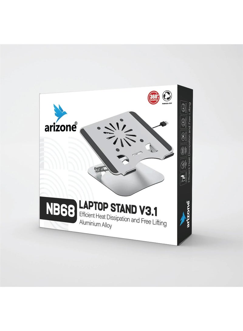 أريزون حامل كمبيوتر محمول ARIZONE NB68 مزود بمروحة تبريد ولوحة تبريد للكمبيوتر المحمول ورافعة كمبيوتر محمول قابلة لضبط الارتفاع لأجهزة الكمبيوتر المحمولة المخصصة للألعاب - Image 1