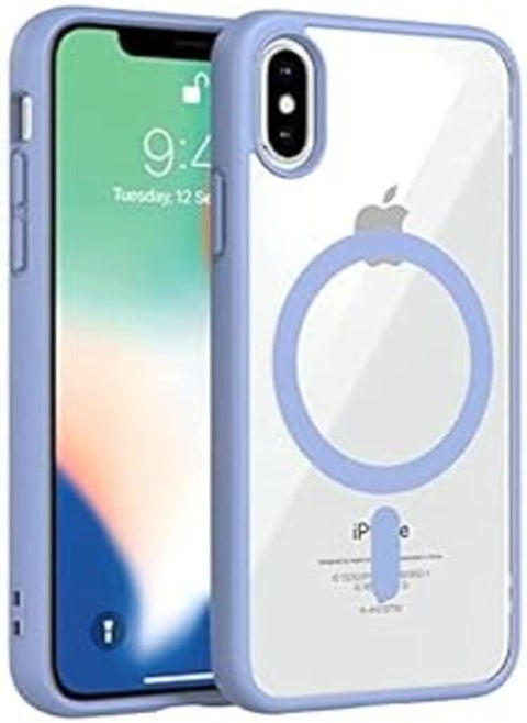 iPhone X Clear Phone Case Compatible with MagSafe Charger Slim Fit Bumper Shock Absorption Crystal Clear Case Cover for iphone X (Sierra Blue)