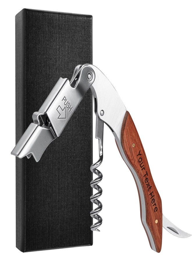 OneDor Wine Opener, Wine key, Corkscrew, Wine Bottle Opener w/Foil Cutter and Cap Remover for Servers, Bartenders, Waiters, Sommelier, Wine lover (Brown, Customize) - Image 1