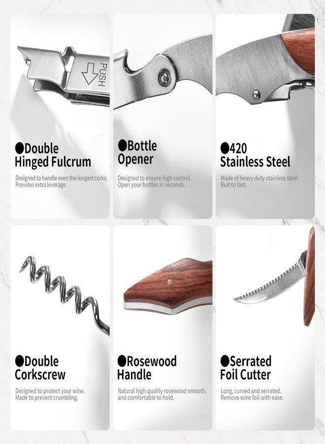 OneDor Wine Opener, Wine key, Corkscrew, Wine Bottle Opener w/Foil Cutter and Cap Remover for Servers, Bartenders, Waiters, Sommelier, Wine lover (Brown, Customize) - Image 5