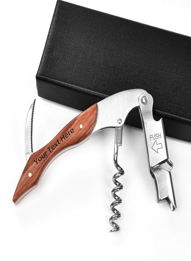 OneDor Wine Opener, Wine key, Corkscrew, Wine Bottle Opener w/Foil Cutter and Cap Remover for Servers, Bartenders, Waiters, Sommelier, Wine lover (Brown, Customize) - Image 2