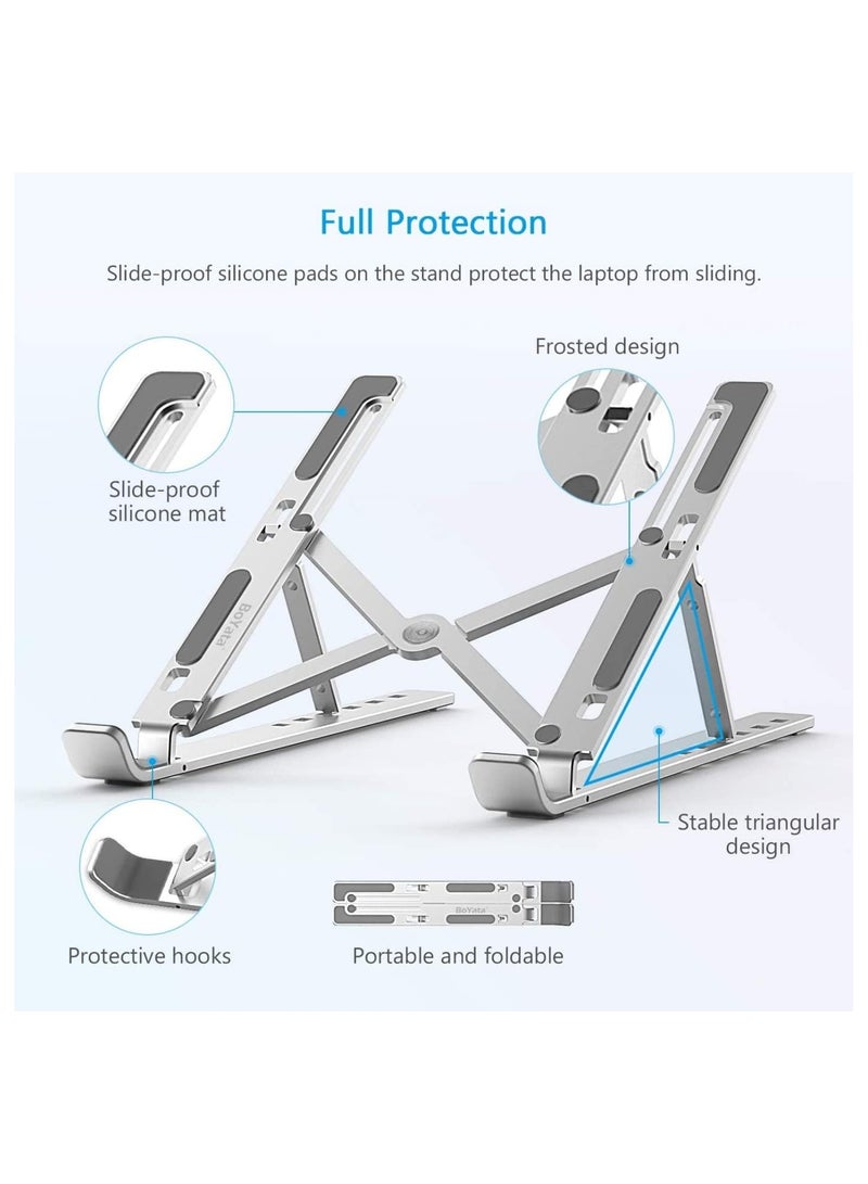 Laptop Stand for Desk, Adjustable Laptop Riser ABS+Silicone Foldable Portable Laptop Holder, Ventilated Cooling Notebook Stand - Image 3