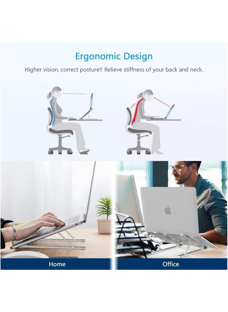 Laptop Stand for Desk, Adjustable Laptop Riser ABS+Silicone Foldable Portable Laptop Holder, Ventilated Cooling Notebook Stand - Image 5