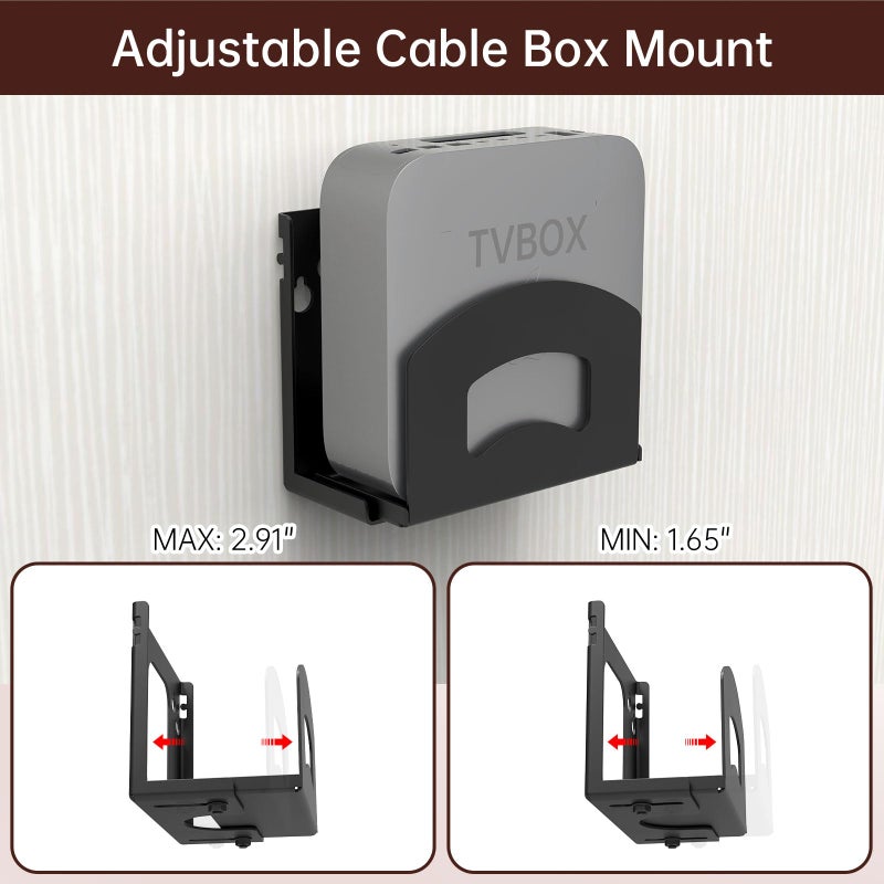 IRONDIY Cable Box Mount,Adjustable Wall Mount Holder for Small and Narrow Devices Like Cable Boxes,DVD Players,Modems,Streaming Media Devices and Other Media Players - Image 2