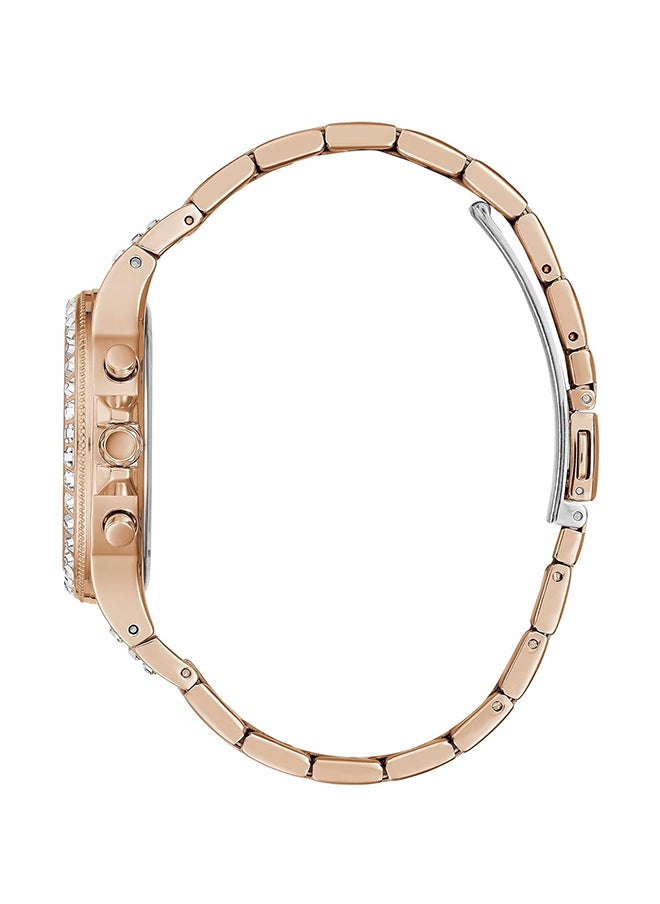 GUESS ساعة جيس متعددة الوظائف بلون ذهبي وردي للنساء GW0320L3  - Image 3