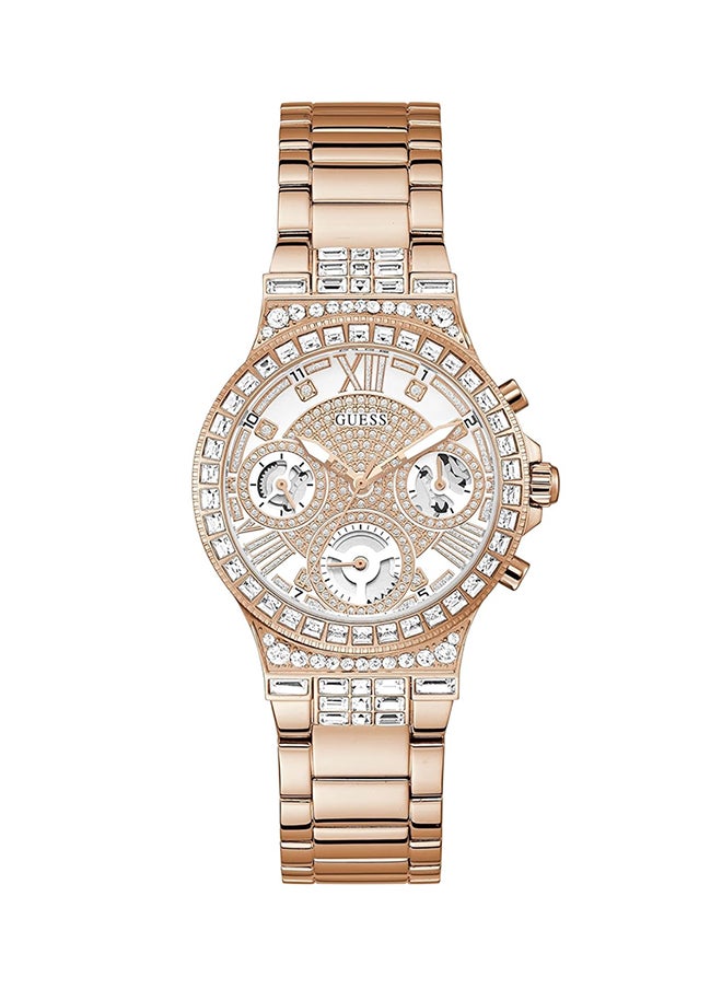 GUESS ساعة جيس متعددة الوظائف بلون ذهبي وردي للنساء GW0320L3  - Image 1