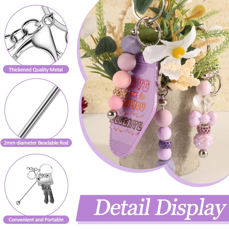CXIIPOL 22 Pack Beadable Keychain Bars DIY Blank Beadable Keychains Creative Customized Keychains Bar Keychain Making Kit for Women Man Jewelry Making Gift - Image 4