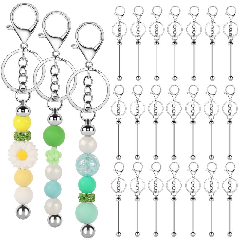 CXIIPOL 22 Pack Beadable Keychain Bars DIY Blank Beadable Keychains Creative Customized Keychains Bar Keychain Making Kit for Women Man Jewelry Making Gift - Image 1
