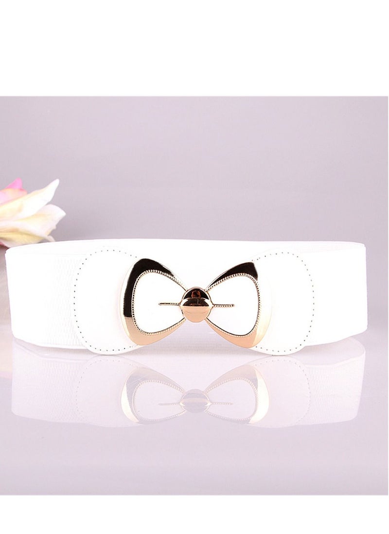 Loquat - Fashion Versatile Women's Bow Elastic Belt 70cm White - Image 1