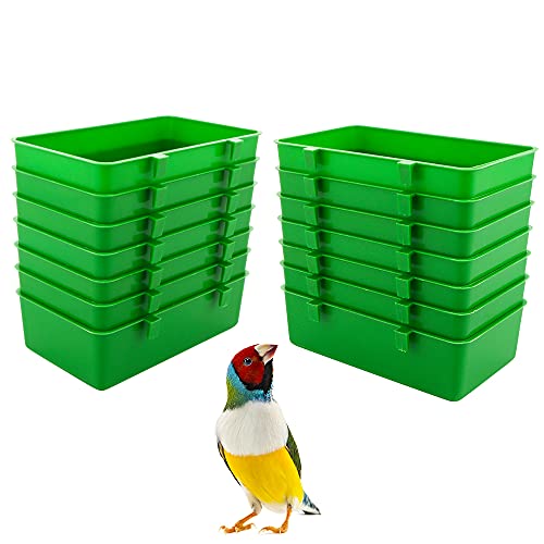 DQITJ 14 Pcs Bird Plastic Feeder, Seed Food Feeding Cup for Poultry Pigeon Parrot Parakeet Budgie Cage - Image 1