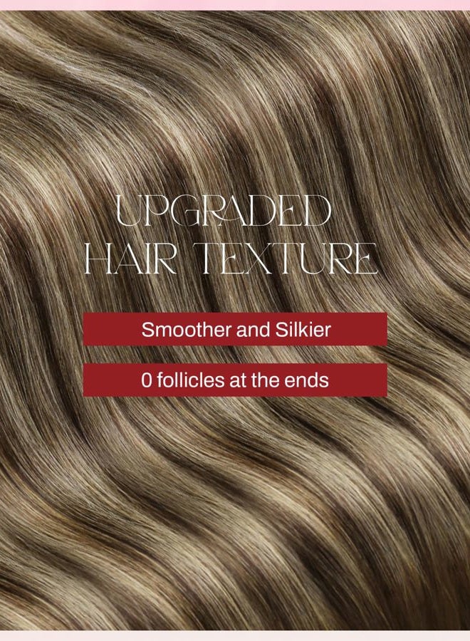 Moresoo إضافات شعر بشريط أومبري بشري بلون بني إلى كراميل بلوند مع شريط بني في شعر حقيقي أومبري بشري إضافات شعر لاصقة ريمي 20 بوصة #4/27/4 20 قطعة 50 جرام - Image 5