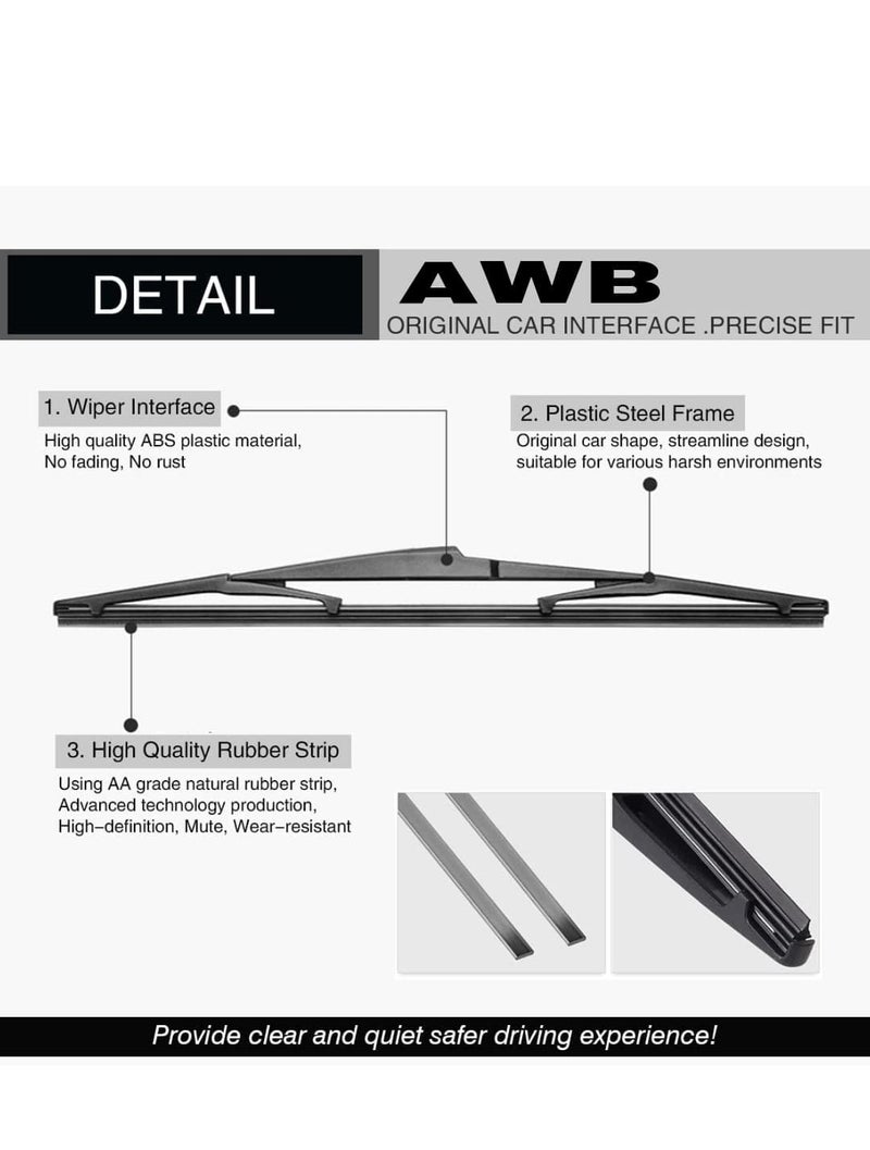 AWB Rear Window Wiper Arm With Blade Set- Replacement for Duster Exact Fit - Image 3