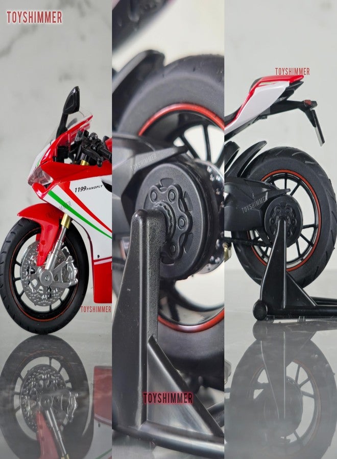 Toyshimmer Ducati 1199 superleggera Superbike Sporty Dyecast Motorcycle Model, Light & Sound Function,1:12 Scale, Red & White Color - Image 4