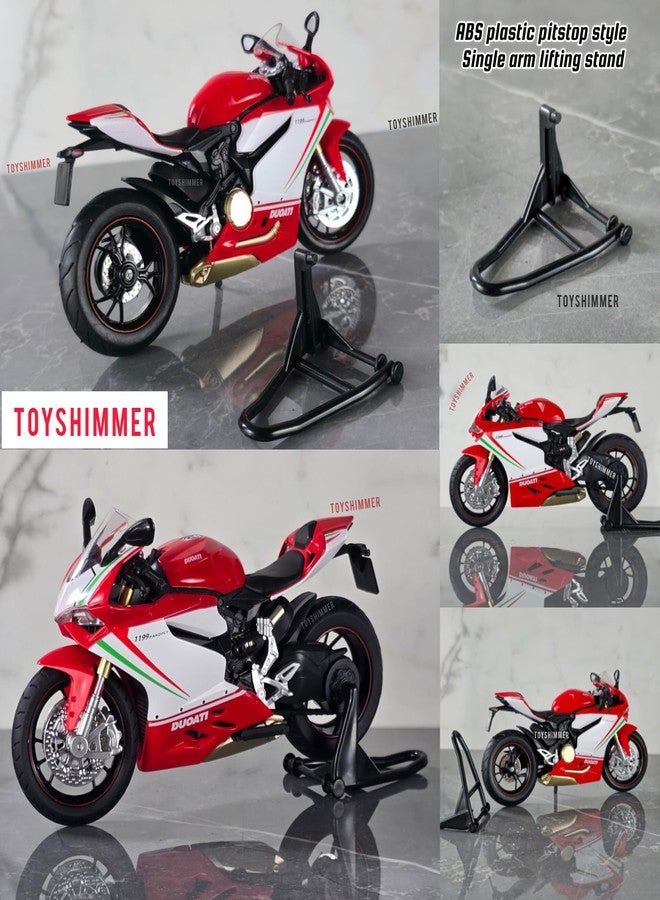 Toyshimmer Ducati 1199 superleggera Superbike Sporty Dyecast Motorcycle Model, Light & Sound Function,1:12 Scale, Red & White Color - Image 3