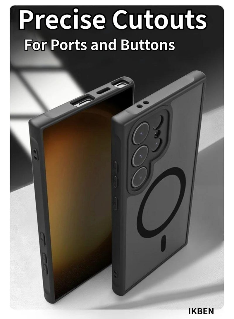 IKBEN Samsung Galaxy S24 Ultra Case, Matte Transparent Back Shockproof Protective Cover, Slim Thin Anti Scratch Camera Lens Protection Phone Case, Compatible with MagSafe for Galaxy S24 Ultra 5G Black by IKBEN - Image 4