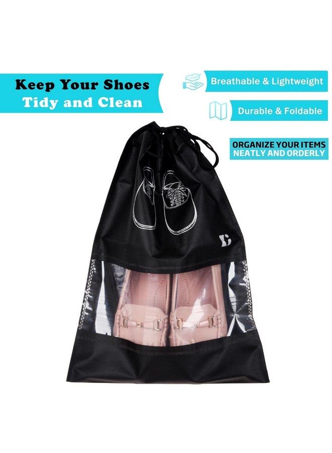Kuber Industries Kuber Industries Pack of 24 Shoe Bags | Shoe Bags for Travel | Non-Woven Shoe Storage Bags | Storage Organizers Set | Shoe Cover with Transparent Window | Shoe Dori Cover | Black & Green - Image 2
