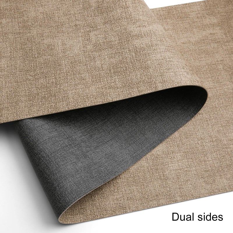 Chitomars Table Runners 72 Inches Long, Dual-Sided Faux Leather Farmhouse Table Runner Waterproof Heat Resistant Non-Slip for Living Room Party Home Decor Holiday Decorations(Gray Beige, 12 x 72 Inch) - Image 2