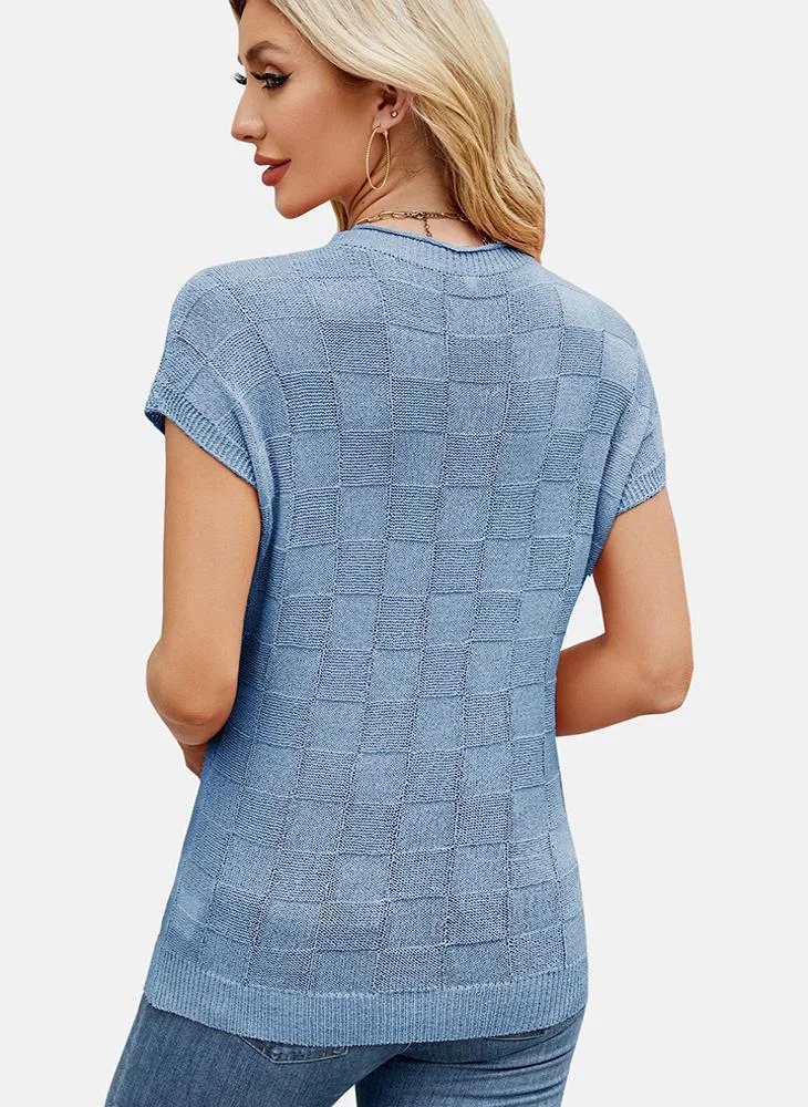 YUNIQEE Blue Round Neck Printed Top