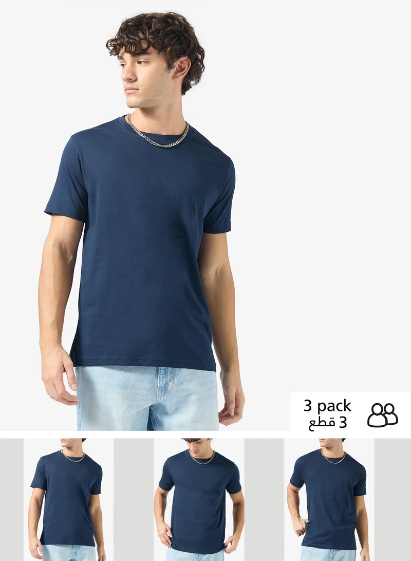 Seventy Five Basics Pack of 3 Round Neck T-Shirt