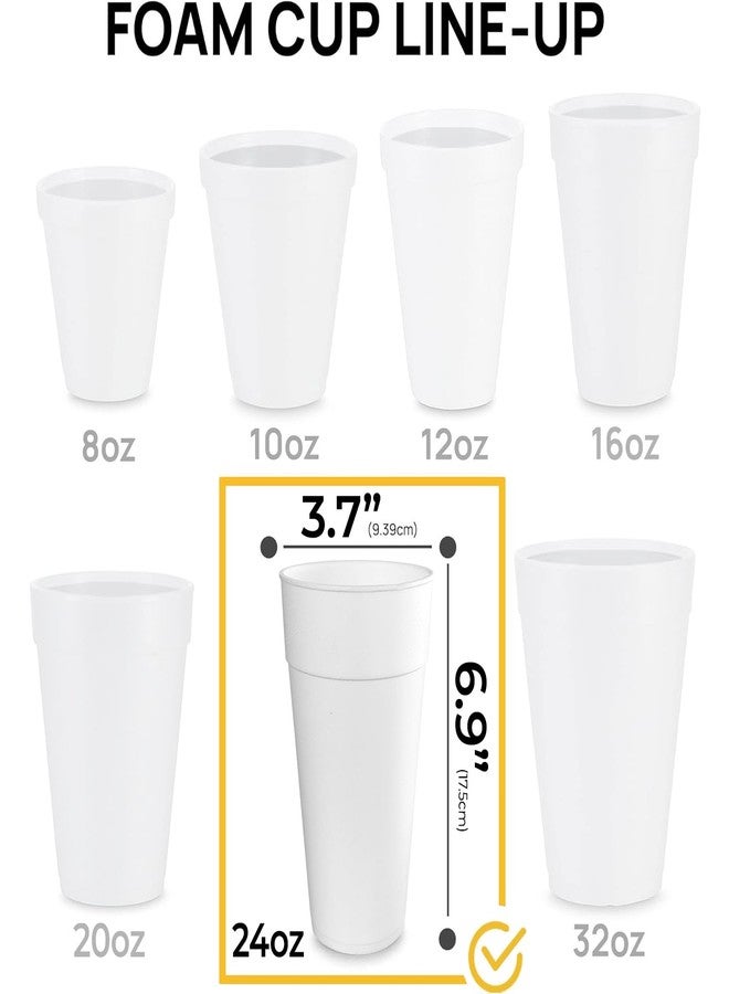 Shop Square 24 Oz Styrofoam Cups with Lids (40 Pack) Large Foam Cups for Hot and Cold Drinks, Insulated White Styrofoam Coffee Cups, Soda, Juice, Tea - Made in USA - Image 3