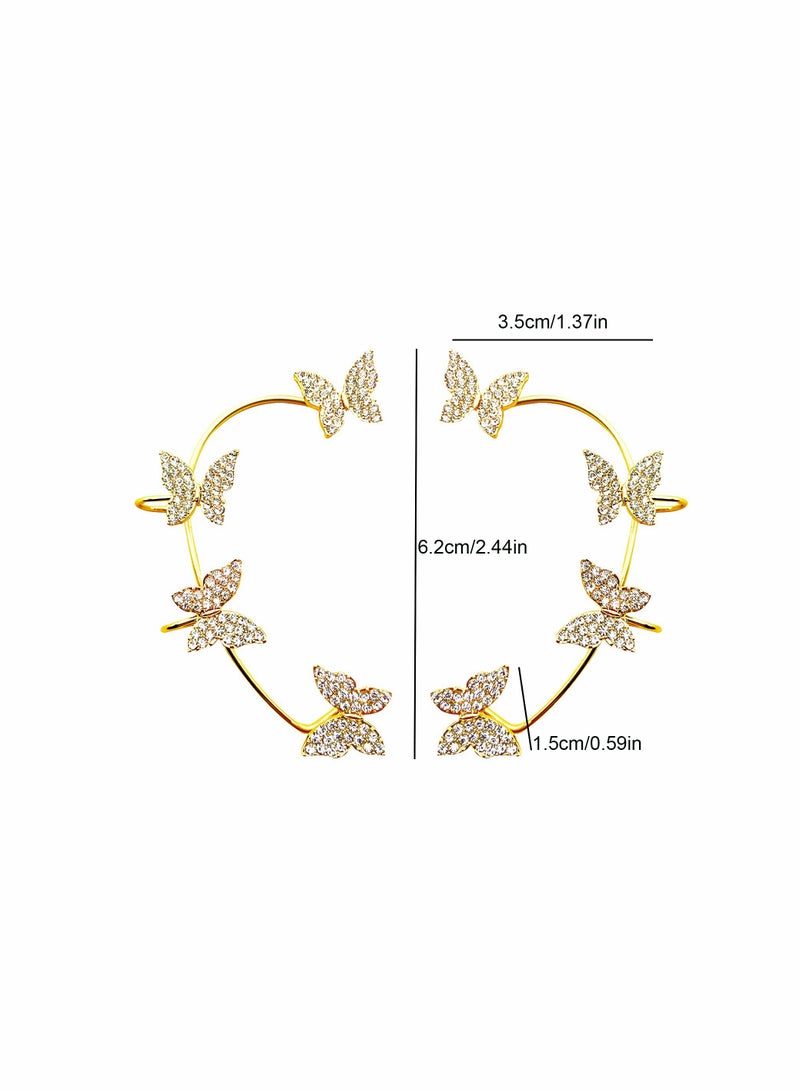 SYOSI KASTWAVE Shining Butterfly Ear Cuffs Zircon Butterfly Earrings for Women Ear Cuffs for Women Non Piercing Ear Wrap Around Earrings for Girls - Image 2